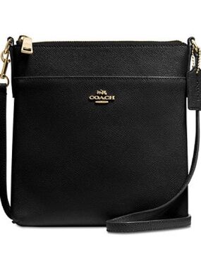 Coach Kitt Messenger Crossbody 26 Black Gold Leather Zip Bag 39408